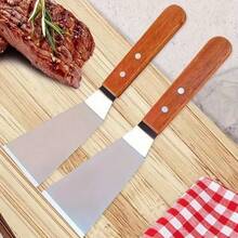 Bộ 2 muỗng xào bằng thép không gỉ, cán gỗ chịu nhiệt, chất liệu bền chắc, đa năng dùng để chiên, làm pizza, nướng bánh và nấu nướng, dụng cụ nhà bếp chuyên dụng! - Rỉ Nâu - Xem 7