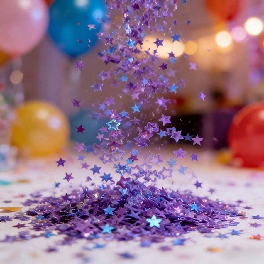 1pc Dreamy Purple Star-Shaped Sequin Decor, Suitable For Wedding Decoration, Couple Gift Box Filler, Painting Craft And Party Decoration - Multiple Styles - View 1