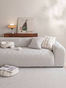 1 bộ bọc ghế sofa vải nhung họa tiết hình học, kiểu dáng tối giản, co giãn, liền mạch, thân thiện với thú cưng, chống trượt, chống bẩn, có thể giặt máy, bảo vệ ghế sofa quanh năm. - Màu Xám nhạt - Xem 6