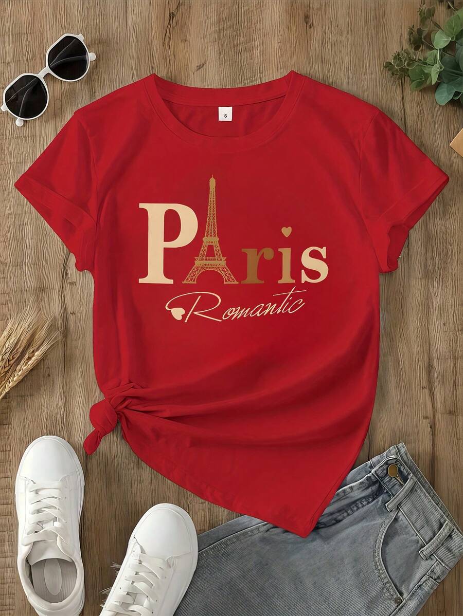 Fashionable T-Shirts For Women - Red - View 1