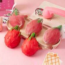 1pc Pitaya Squishy Toy, Realistic Dragonfruit Squeeze Toy, Toy Teens And Adults, Stress Relief Fidget Toy, Suitable Emotion Regulation, Office Desk Toy, Birthday/Holiday - 1個紅心火龍果 - 查看 2