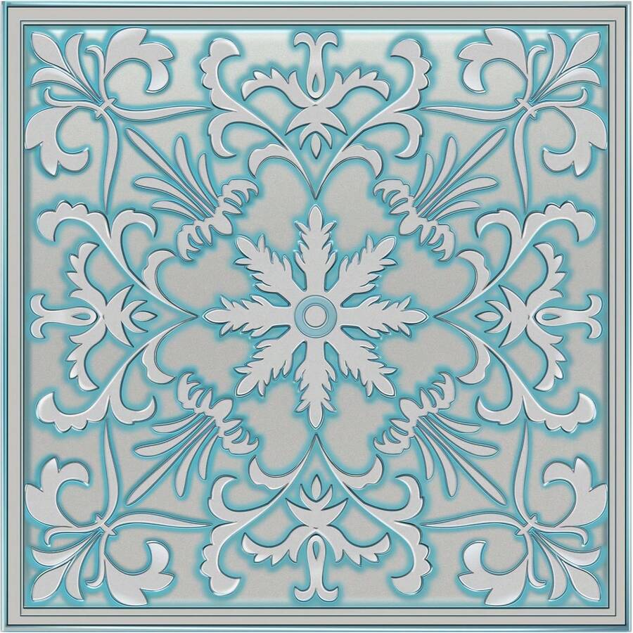 MORCART 20pcs Peel And Stick Self-Adhesive Wall Tiles - 8in X 8in PVC Self-Adhesive Wall Tile, Self-Adhesive Vinyl Stickers Suitable For Kitchen, Bathroom, Laundry Room, Fireplace, Stairs, 3D Embossed Blue-Green Floral Pattern