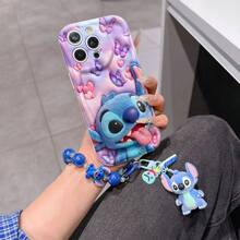 Disney Has Authorized, Phone Case - Chain Set, The Stitch Lilo & Stitch 3D Phone Case Plus A Silicone 3D Stitch Bracelet With Metallic Ring Removable Bracelet, Stitch And Angel Pattern, Compatible With Iphone17/16/15/14/13/12/11/XS/XR/X Plus Pro Max, A Stylish Cartoon Phone Case, The Perfect Gift Choice, Phone Protection, Durable Phone Cover, Great Gift For Friends And Family. - trắng - Xem 6