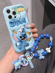 Disney Has Authorized, Phone Case - Chain Set, The Stitch Lilo & Stitch 3D Phone Case Plus A Silicone 3D Stitch Bracelet With Metallic Ring Removable Bracelet, Stitch And Angel Pattern, Compatible With Iphone17/16/15/14/13/12/11/XS/XR/X Plus Pro Max, A Stylish Cartoon Phone Case, The Perfect Gift Choice, Phone Protection, Durable Phone Cover, Great Gift For Friends And Family. - trắng - Xem 2