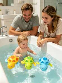 Wind-Up Swimming Turtle Baby Bath Toy, Suitable For Babies And Children, Loved By Boys And Girls. This Interactive Baby Turtle Toy Is Suitable For 1 Year Old Babies, Can Be Used As A Stress Relief Toy, Baby Bath Toy, Sensory Toy, Newborn Bathroom Supplies, Water Play Toy, Swimming Pool Toy, Children's Paddling Pool Toy, Bath Time Toy, Baby Supplies, Christmas, Halloween Gift Or Christening Gift, Newborn Gift, Children's Pool Party Gift. - Multicolor - View 4