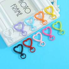 5 piezas Anillos de llave con broche de langosta en forma de corazón giratorio de colores, conector de resorte, hebilla de resorte en forma de corazón rojo pequeño, accesorios de joyería DIY, anillo abierto de corazón esmaltado para llavero, adecuado para bolsos, correas de perro, llaves, fabricación de joyería DIY - llavero de amor - Ver 5