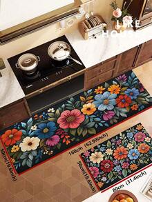 1 pieza Alfombra de cocina floral vintage, con tapete de cocina engrosado y tapete antideslizante para estar de pie, adecuado para fregadero, lavandería, oficina y mesa. - Multicolor - Ver 14