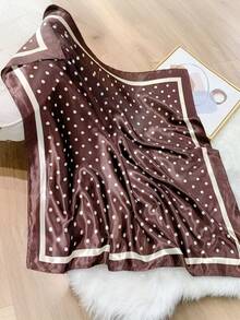 Women's Large Square Satin Scarf 90x90 Elegant Fashion Bandana For Hair And Neck - L32-marrom - 查看 5