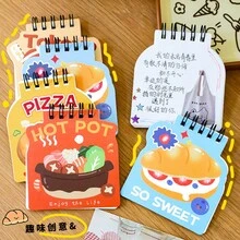 4入組 Ins可愛食物主題翻頁螺旋筆記本，學生卡通口袋單字本，不對稱空白文具筆記本，多款可愛圖案，學習必備，開學季必買，高品質紙張，多款食物圖案 - 彩色 - 查看 2