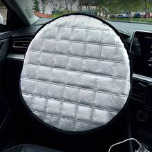 2-Color Summer Car Steering Wheel Cover, Heat Insulation Anti-Glare Sun Shade, Heat Resistant Car Decor - Multicolor - View 8