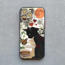Funda de teléfono estilo retro con diseño de gato negro para iPhone 17 16 15 14 Pro Max 16 14 15 Plus 12 13 Mini 11 Pro Max X XR XS. - PJM negro 7 - Ver 1