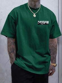 Men's T-Shirt With Racing Letter Print, Round Neck, Short Sleeve For Summer Outdoor Sports. - 藍色 - 查看 11