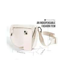 Crescent Bag for Women and Men, Fashion Medium Nylon Folding Crescent Moon Bag Single Shoulder Bag with Adjustable Strap - Beige - Ver 5