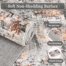 Hodeffior Modern Washable Area Rug, Soft Low Pile Non Slip Floor Rug With Abstract Design, Spot Resistant Lightweight Foldable Carpet For Living Room Bedroom Dining Room Home Office Pet Family - Orange Grey - View 6