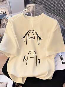 Cute Printed Patterns Of Humorous And Related Expressions For Women's Casual Summer Fashion Crew Neck T-Shirts - Khaki - View 1