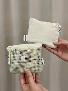 1 chiếc ví mini lưới hai lớp tối giản, ví đựng tiền xu đa năng dung tích lớn, túi đựng mỹ phẩm, túi đựng cáp, tai nghe, vật dụng nhỏ, chìa khóa. - Nhiều màu - Xem 7