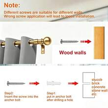 1 Set 33-120 Inch Curtain Rod, 5/8 Inch Decorative Curtain Rod Set, Gold Spliced Single Window Curtain Rod With Brackets, For Bathroom, Bedroom, Living Room, Outdoor Patio, Kitchen, Small Curtain Rod - American Ball - Gold - View 11