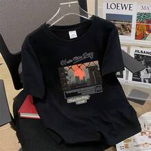 Special: Men's Short Sleeve Summer T-Shirt, Round Neck, Loose Fit, Modern Print, Fashionable Student Sports T-Shirt. - 彩色 - 查看 1