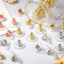20-100pcs Transparent Earring Backs, Golden Bullet Ear Plugs, DIY Earring Accessories - Earplugs - View 4