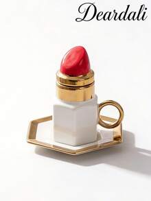 DearDali 3件組（1杯+1杯盤+1蓋）90ML 奢華金邊口紅陶瓷咖啡杯與杯盤，創意3D口紅設計咖啡杯附鍍金邊，配對托盤，適用微波爐與洗碗機，優雅桌面裝飾，適合濃縮咖啡，理想節日禮物 - 彩色 - 查看 12