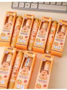 Capibara Push-Style Erasers, Ideal Kindergarten Gifts And Study Stationery. They Leave Few Marks And Little Scraps While Erasing Cleanly. Adorable Capybara Pen-Shaped Erasers, Cute Cartoon Retractable Erasers, Portable Push-Type Erasers For Students, And Creative Stationery Gifts. - Multicolor - View 2