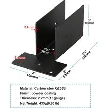 CIF BUY 1 Set Braket Atap Rangka Pelindung Matahari Atas 2x4, Konektor Berbentuk T Hitam Cocok Untuk Pagar Balkon - TY0103-0118 - View 1