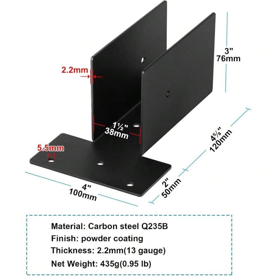 CIF BUY 1 Set Braket Atap Rangka Pelindung Matahari Atas 2x4, Konektor Berbentuk T Hitam Cocok Untuk Pagar Balkon - TY0103-0118 - View 1
