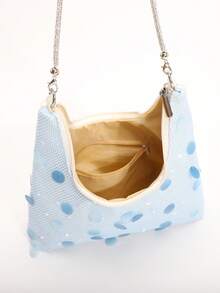 Bolso Hobo Grande con Degradado Azul y Lentejuelas, con Cristales Brillantes, Bolso de Hombro para Mujer Adecuado para Vacaciones y Compras (Posición de Lentejuelas Distribuida Aleatoriamente) - Azul - Ver 7