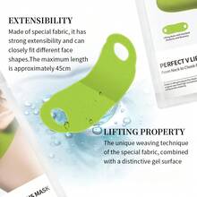 SOULGIRL KNH 3pcs V-Shaped Cactus Lifting Face Mask, Chin Lifting Mask, Double Chin Strap, Enriched With Peptides, Collagen, Moisturizing And Brightening Lifting Gel Patches - Green - View 2