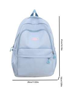 Ba lô đi học màu xanh pastel tối giản | Ba lô nylon nhẹ với logo "GQL" và khóa kéo hình tam giác | Dây đeo có thể điều chỉnh | Nhiều ngăn - Nhiều màu - Xem 4