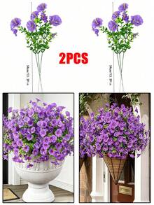2/20/40/60入人造花,仿真塑膠植物,適用於室內外花園、門廊、窗台、居家、浴室、婚禮、鄉村風裝飾、戶外假花,不褪色,可用於客廳裝飾、吊掛花盆、廚房花瓶,抗UV - 紫色 - 查看 9