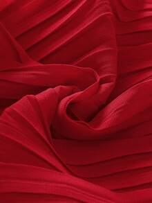 Girls' Sleeveless Ruffle Cake Dress, Solid Color Spaghetti Strap Design Suitable For Summer - Red - View 4