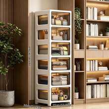Office Storage Trolley, 3/4/5/6/7-Tier Multi-Functional Organizer Cart With Drawers &Wheels, Rolling Office Storage Shelf. It Serves As A Slim Gap-Side Rack Suitable For CubiclesAnd Home Offices, Ideal For Storing Documents, Books, Snacks And Other Practical Office - 透色 - 查看 5