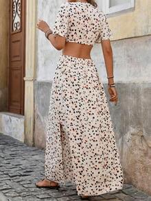 xheVivid Eden Vestido largo estilo maxi para verano con escote en V profundo, cierre delantero, abertura en la cintura y bajo con aberturaxhe - Multicolor - Ver 2