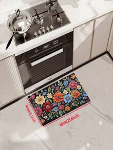 1 pieza Alfombra de cocina floral vintage, con tapete de cocina engrosado y tapete antideslizante para estar de pie, adecuado para fregadero, lavandería, oficina y mesa. - Multicolor - Ver 17