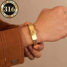 SENLANSP 1pc Elegant 316L Stainless Steel Tree Element Bracelet, Suitable For Couples Date And Valentine's Day Gift - Bracelet - View 1