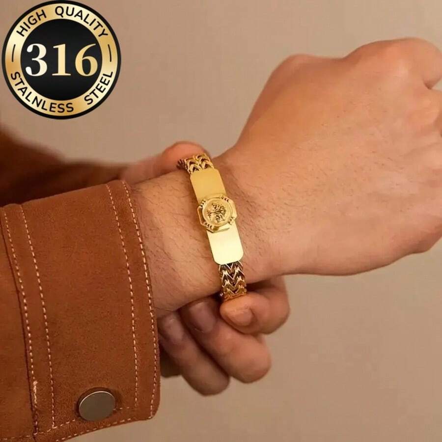 SENLANSP 1pc Elegant 316L Stainless Steel Tree Element Bracelet, Suitable For Couples Date And Valentine's Day Gift - Bracelet - View 1