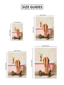 1pc Frameless Modern Bathroom Wall Art Printable Pink Bathtub Martini Glass Digital Print Girl Home Spa Cocktail Decor Poster Aesthetic Apartment Dorm Back To School Funky Posters Dorm Essentials - Frameless - View 9