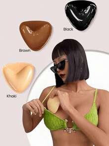 1 Pair/2pcs Invisible Adhesive Bra Pads, Double-Sided Sticky Invisible Liner Pads, Suitable For Bikini, Backless Dress, Reusable And Waterproof - Multicolor - View 5
