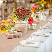 1pc Natural Burlap Table Runner - Rustic Farmhouse Jute Tablecloth For Weddings, Birthdays, Kitchen & Dining Decor, Durable Rectangular Table Cover With Vintage Charm, Kitchen Table Runner | Elegant Table Accessory | Textured Burlap - Multicolor - View 4