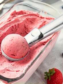 1 Peça Colher de Sorvete de Aço Inoxidável de Uso Duplo, Colher de Sorvete Multifuncional, Com Gatilho e Cabo Confortável, Pode Ser Limpa na Máquina de Lavar Louça, Adequada para Sorvete, Iogurte Congelado, Sundae, Frutas, Bolo, Bolinhos de Arroz e Carne, Utensílios de Cozinha - Multicolorido - Visão 3