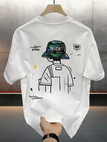 And High-Quality Men's Short-Sleeved T-Shirt, Korean Print, Casual And Versatile For Summer. - 白色 - 查看 1