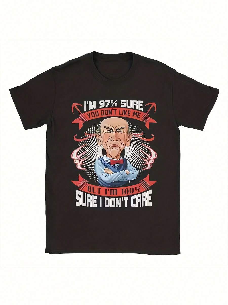 Funny Men's T-Shirt "The '87% You Won't Notice' Jeff" - Iconic J Design For Jokes And Casual Wear | Jeff Character Print T-Shirt, Machine Washable | Novelty Gift For Fans - 黑色 - 查看 1