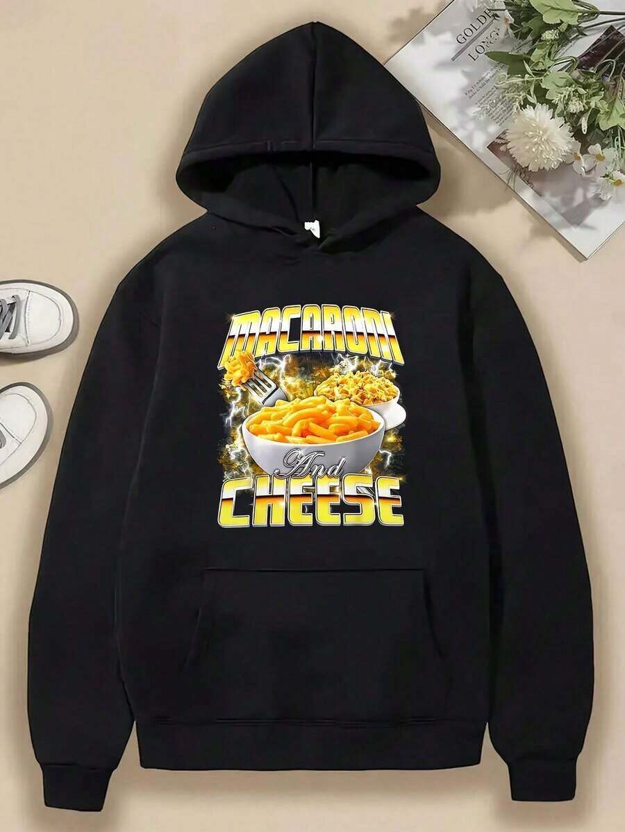Compatible With 1 Men's Heavyweight Hoodie - Indigenous Inspired Graphic Print With Feather Design, Black With Red And White Lettering, Front Pocket, Regular Fit, Casual Outdoor Sweatshirt_089 - 黑色 11 - 查看 1