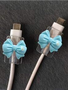 2pcs Pink Bowknot Universal Type-C Cable Protector, Cute Plastic Butterfly Decor, Phone Cable Guard, Wire Organizer, Device Cable Protector, Gift For Her, Travel Tech Accessory, Christmas Gift, Kawaii - Square - View 17