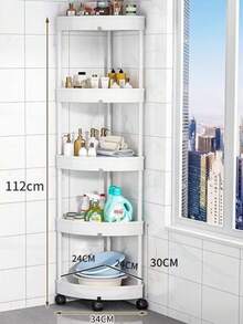 5/4/3 Estantería giratoria de baño de 5/4/3 niveles con ruedas y base triangular, organizador de plástico adecuado para esquinas, cocina, sala de estar, baño, hotel, balcón, pasillo y entrada, fácil de mover y desmontar, regalo ideal para el baño - Multicolor - Ver 3
