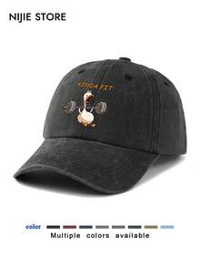 1 pezzo Cappellino da baseball leggero, traspirante, morbido e confortevole, regolabile, con stampa grafica di un'anatra per il sollevamento pesi, in colori assortiti, adatto per attività all'aperto e uso quotidiano, ottimo regalo per amici e famiglia - A - Visualizzare 2