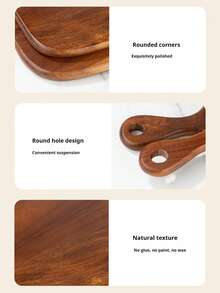 1pc Rosewood Creative Baseball Bat Shaped Cutting Board, Bread Board, Pizza Board, Sushi Board, Fruit Chopping Board, Asymmetric Double-Sided Chopping Board, Fruit Tray, Snack Tray, Tableware Tray, Dining Table Decor Tray, Halloween Christmas Decor Plate, Halloween Gift - Multiple Specifications - View 4