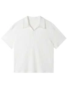 Camisa polo de punto jacquard casual para hombre de verano - Blanco - Ver 3