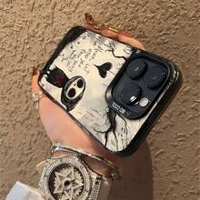 Inspiración de Jack Skellington en blanco y negrofunda de teléfono Fundas compatibles con ,Apple,VIVO,OPPO,,, y Honor.Fabricadas en silicona TPU,ofrecen protección contra golpes y caídas.regalos para mamá - Negro - Ver 5